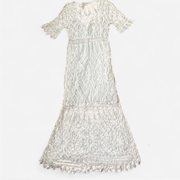 LoveShackFancy White Crochet Lace Maxi Dress | Boho Beach Bridal Festival M 🤍 - Picture 6 of 8